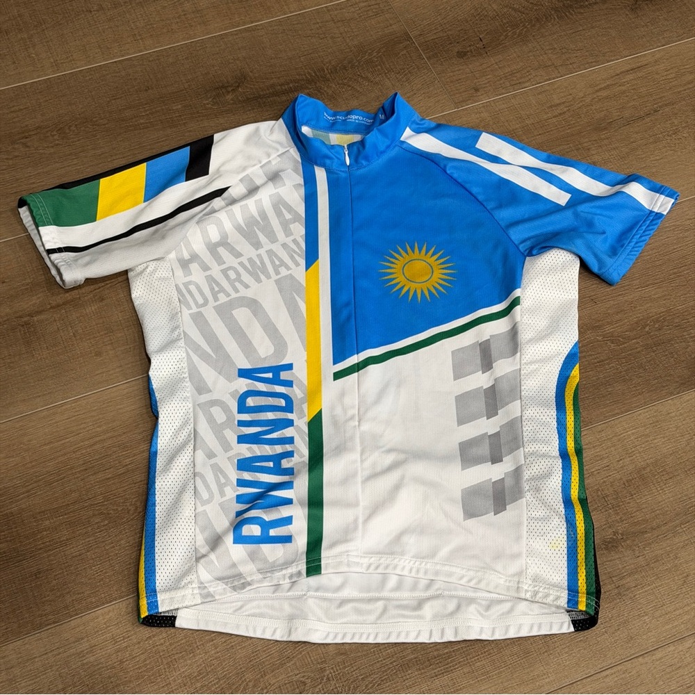ScudoPro Womens‎ Medium Cycling Jersey Shirt RWANDA Short Sleeve 3 Pocket Bike